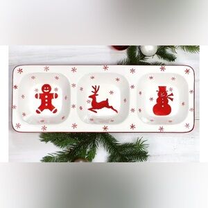 Euro Ceramica Winterfest Holiday 3-Part Divided Dish